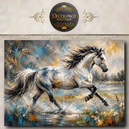 抽象的な灰色の馬の絵画 薄葉紙