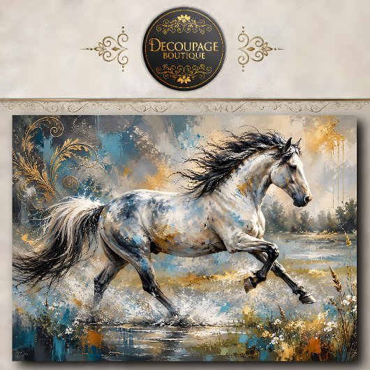 抽象的な灰色の馬の絵画 薄葉紙