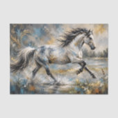 抽象的な灰色の馬の絵画 薄葉紙 (正面)