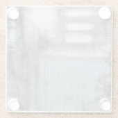 抽象的な灰色及び青の絵画 ガラスコースター (裏面)