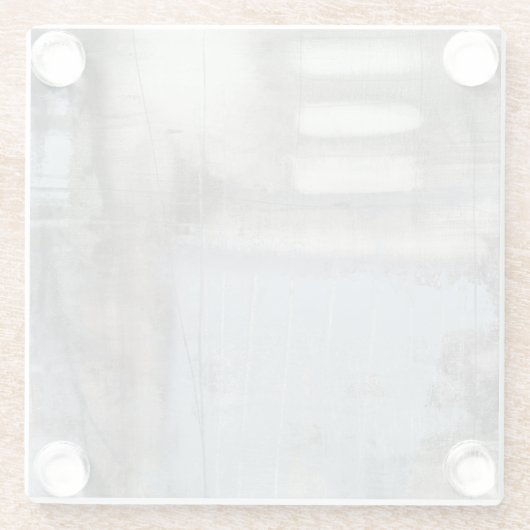 抽象的な灰色及び青の絵画 ガラスコースター (裏面)