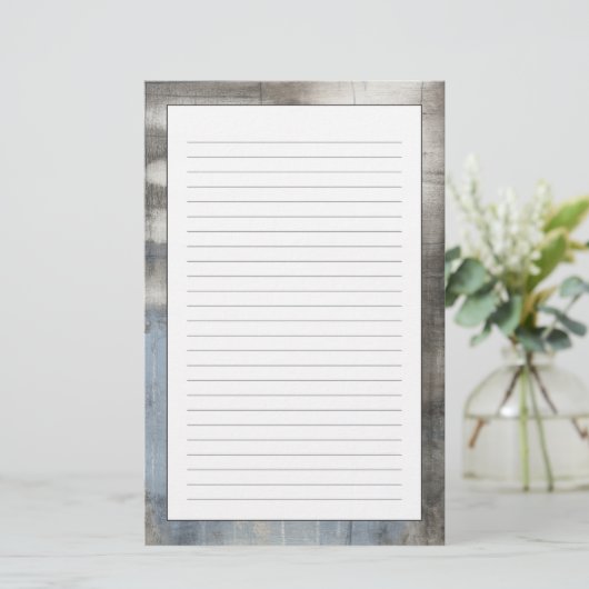 抽象的な灰色及び青の絵画 便箋 (スタンド正面)