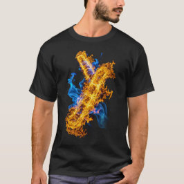 抽象的な炎と氷の元素魔法の衝突 ゲーマー Tシャツ