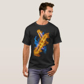 抽象的な炎と氷の元素魔法の衝突 ゲーマー Tシャツ (正面フル)