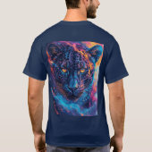 抽象的な炎の要素を取り入れたパンサーの肖像 Tシャツ (裏面)