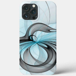 抽象的な無煙炭灰色のブルーモダンフラクタルアート iPhone 13 PRO MAXケース