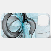 抽象的な無煙炭灰色のブルーモダンフラクタルアート Case-Mate iPhoneケース (裏面 (横))