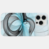 抽象的な無煙炭灰色のブルーモダンフラクタルアート Case-Mate iPhoneケース (裏面 (横))