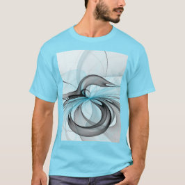 抽象的な無煙炭灰色のブルーモダンフラクタルアート Tシャツ