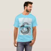 抽象的な無煙炭灰色のブルーモダンフラクタルアート Tシャツ (正面フル)