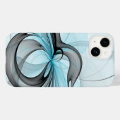 抽象的な無煙炭灰色のブルーモダン・フラクタルアート Case-Mate iPhoneケース (裏面 (横))