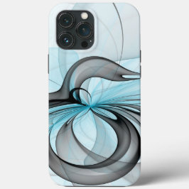 抽象的な無煙炭灰色のブルーモダン・フラクタルアート iPhone 13 PRO MAXケース