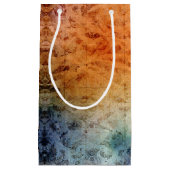 抽象的な焦茶色と紫とダマスク柄のアルコールインク スモールペーパーバッグ (正面)