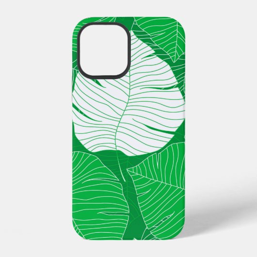 抽象的な熱帯の葉のアートデザイン iPhoneケース (裏面)