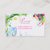 抽象的な熱帯花および渦巻の名刺 名刺 (裏面)
