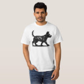 抽象的な犬の線画 ミニマリストのらくがき犬モダン Tシャツ (正面フル)
