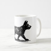 抽象的な犬の線画 ミニマリストのらくがき犬モッド コーヒーマグカップ (正面右)
