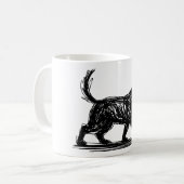 抽象的な犬の線画 ミニマリストのらくがき犬モッド コーヒーマグカップ (正面左)