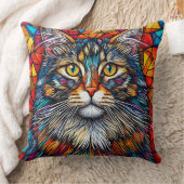 抽象的な猫のイラスト クッション (ブランケット)