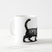 抽象的な猫の線画 ミニマリストな落書き猫 モダン コーヒーマグカップ (正面左)