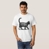 抽象的な猫の線画 ミニマリストな落書き猫 モダン Tシャツ (正面フル)
