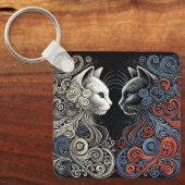 抽象的な猫の芸術 キーホルダー (正面)
