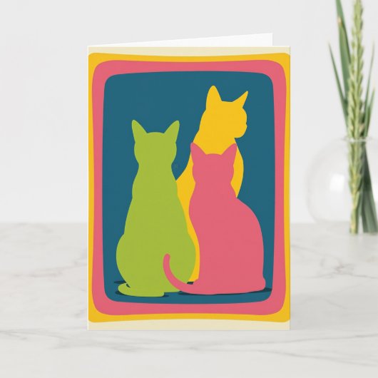 抽象的な猫の誕生日カード カード (正面)