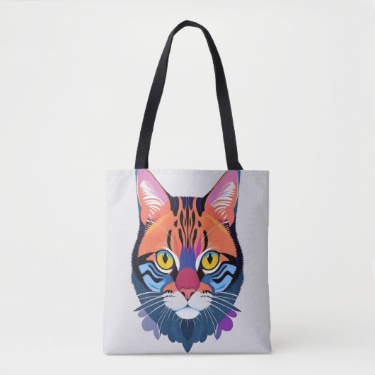 抽象的な猫の顔のイラスト トートバッグ (正面)