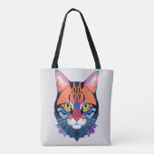 抽象的な猫の顔のイラスト トートバッグ (裏面)