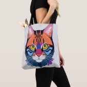 抽象的な猫の顔のイラスト トートバッグ (クローズアップ)