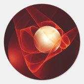 抽象的な現代の赤とクリームのファンタジーフラクタルアート ラウンドシール (正面)