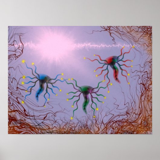 抽象的な生物発光エネルギーの絵画 ポスター (正面)