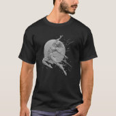 抽象的な男性ダンサーのネオン飛躍フィギュア Tシャツ (正面)
