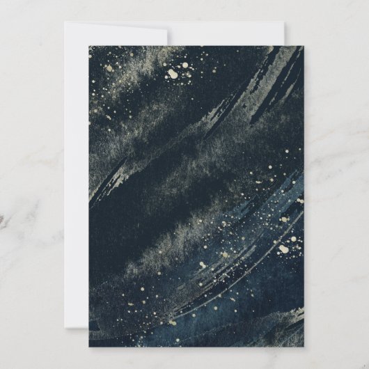 抽象的な疑似ゴールドネイビー水彩Save the Date I 招待状 (裏面)