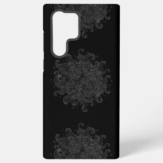 抽象的な白いアウトラインの波のシームレススマホケース SAMSUNG GALAXY S22 ULTRAケース
