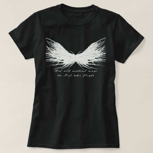 抽象的な白い翼のアルコールインクアート Tシャツ (デザイン正面)