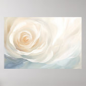 抽象的な白バラの花の絵画 ポスター (正面)
