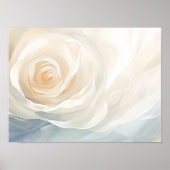 抽象的な白バラの花の絵画 ポスター (正面)
