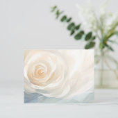 抽象的な白バラの花の絵画 ポストカード (スタンド正面)