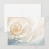 抽象的な白バラの花の絵画 ポストカード (正面/裏面)
