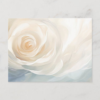 抽象的な白バラの花の絵画 ポストカード