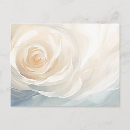 抽象的な白バラの花の絵画 ポストカード (正面)