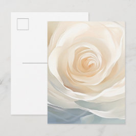 抽象的な白バラの花の絵画 ポストカード