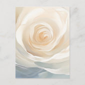 抽象的な白バラの花の絵画 ポストカード (正面)
