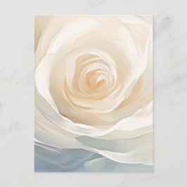 抽象的な白バラの花の絵画 ポストカード