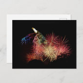 抽象的な白頭鷲および花火 ポストカード (正面/裏面)