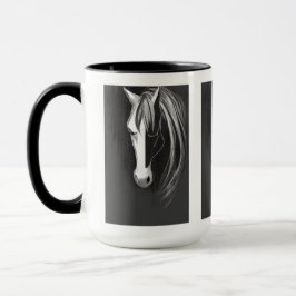 抽象的な白黒の馬 マグカップ