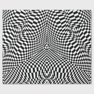 抽象的な白黒チェック模様のパターン ラッピングペーパー