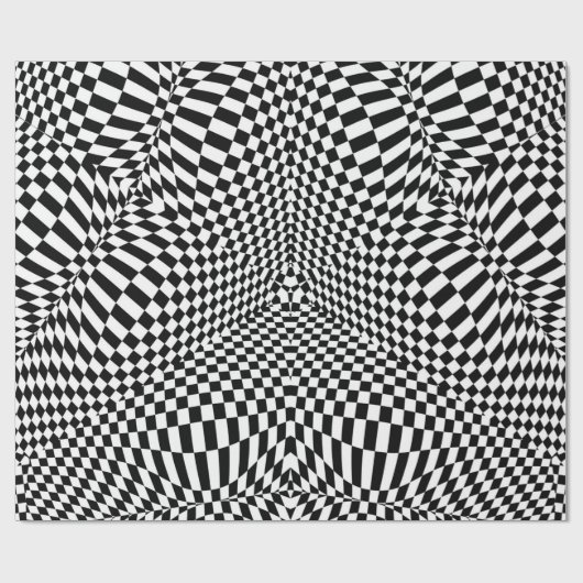 抽象的な白黒チェック模様のパターン ラッピングペーパー (フラット)