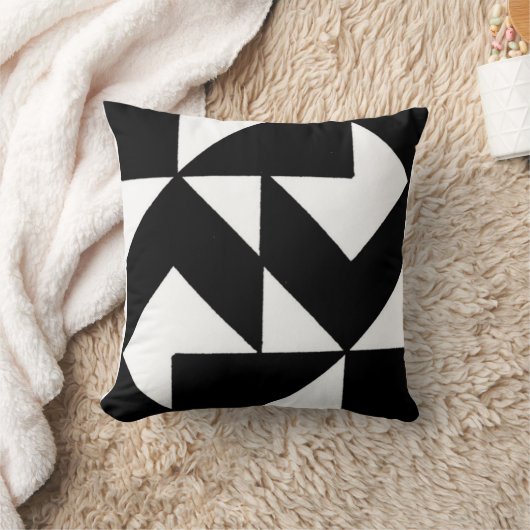 抽象的な白黒第3枕 クッション (ブランケット)